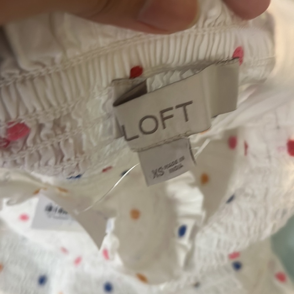 NWT Loft White Polka Dot Top - Picture 5 of 11